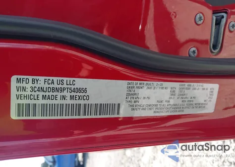 2023 Jeep Compass Latitude 4X4 z USA, uszkodzony, nr VIN 3C4NJDBN9PT540656